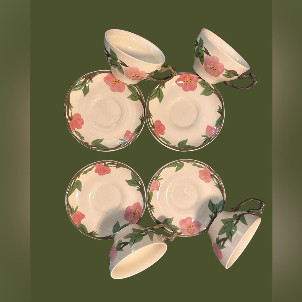 Franciscan Desert, Rose, Earthenware Tea Cups And‎ Saucers, Set Of 4